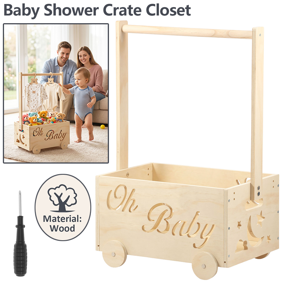 Baby Products Basket - Neuer Baby-Duschkorb aus Holz mit Griff