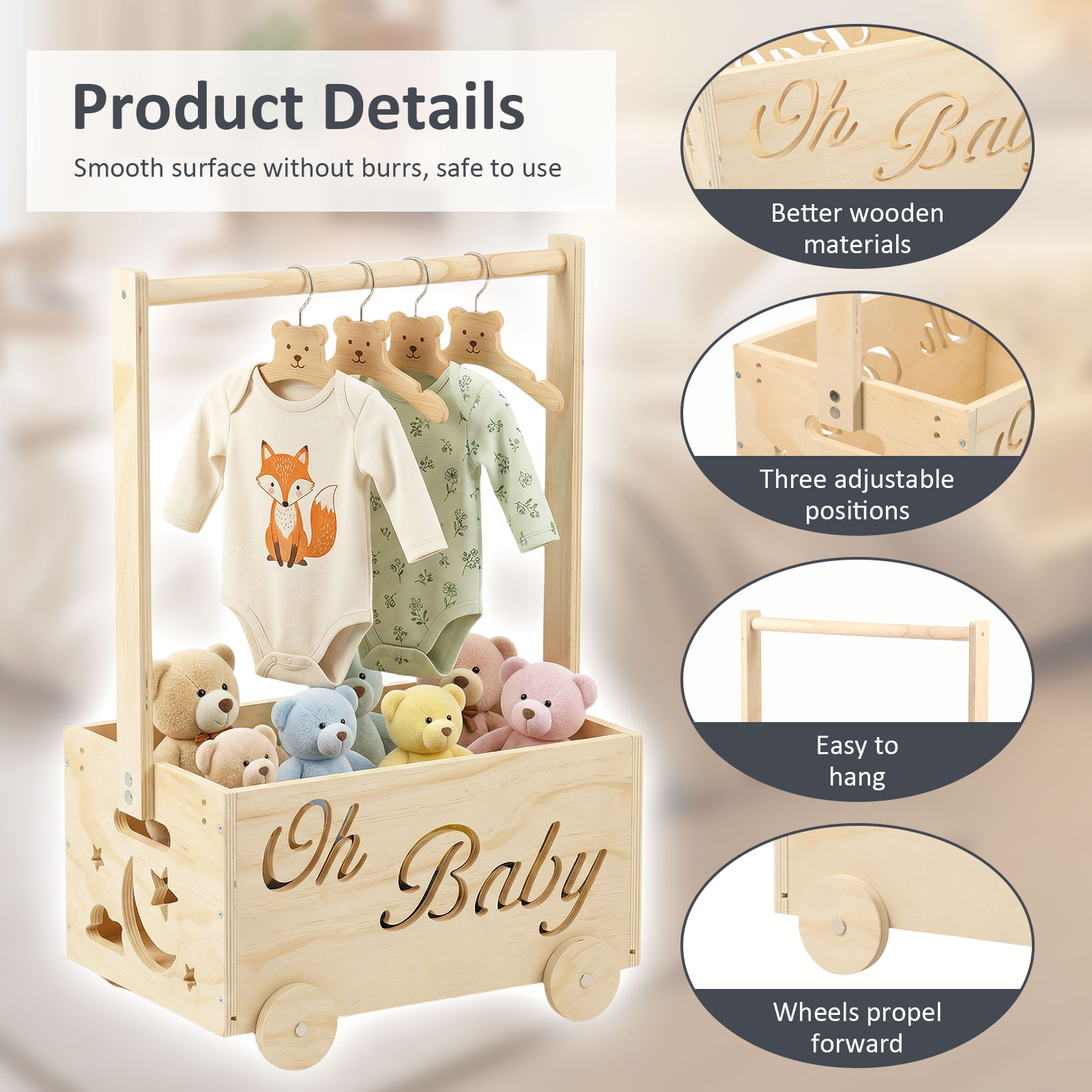 Neuer Baby-Duschkorb aus Holz  – Baby Products Basket Bewertung und Preis